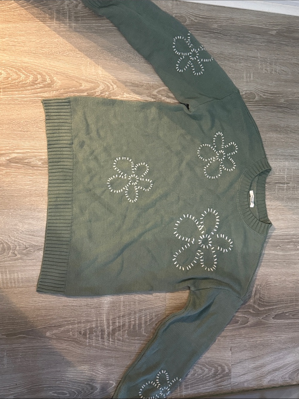 Maurice’s Women's Olive Green Floral Embellished Sweater